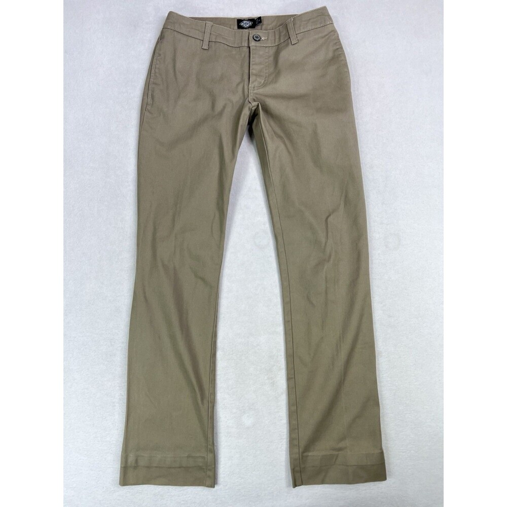 Dickies Girl HH874ST Low Rider Straight Leg Casual Work Pant Khaki Womens Size 5